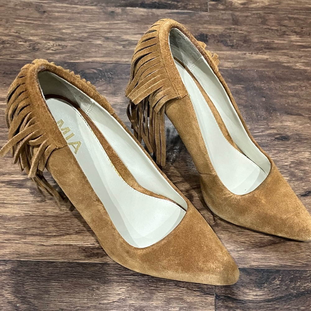 MIA Fringe Suede Heels Sz.‎ 7.5